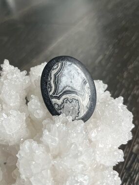 Designer Black & White Crazy Lace Agate Inlay Cabochon